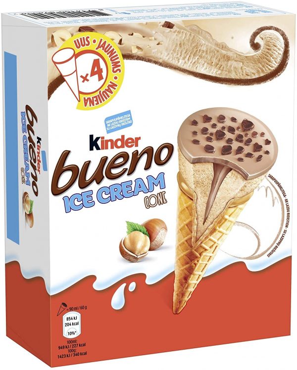 ICE CREAM BUENO KINDER CONE 4x92ml X8 Imported King Of Sweets